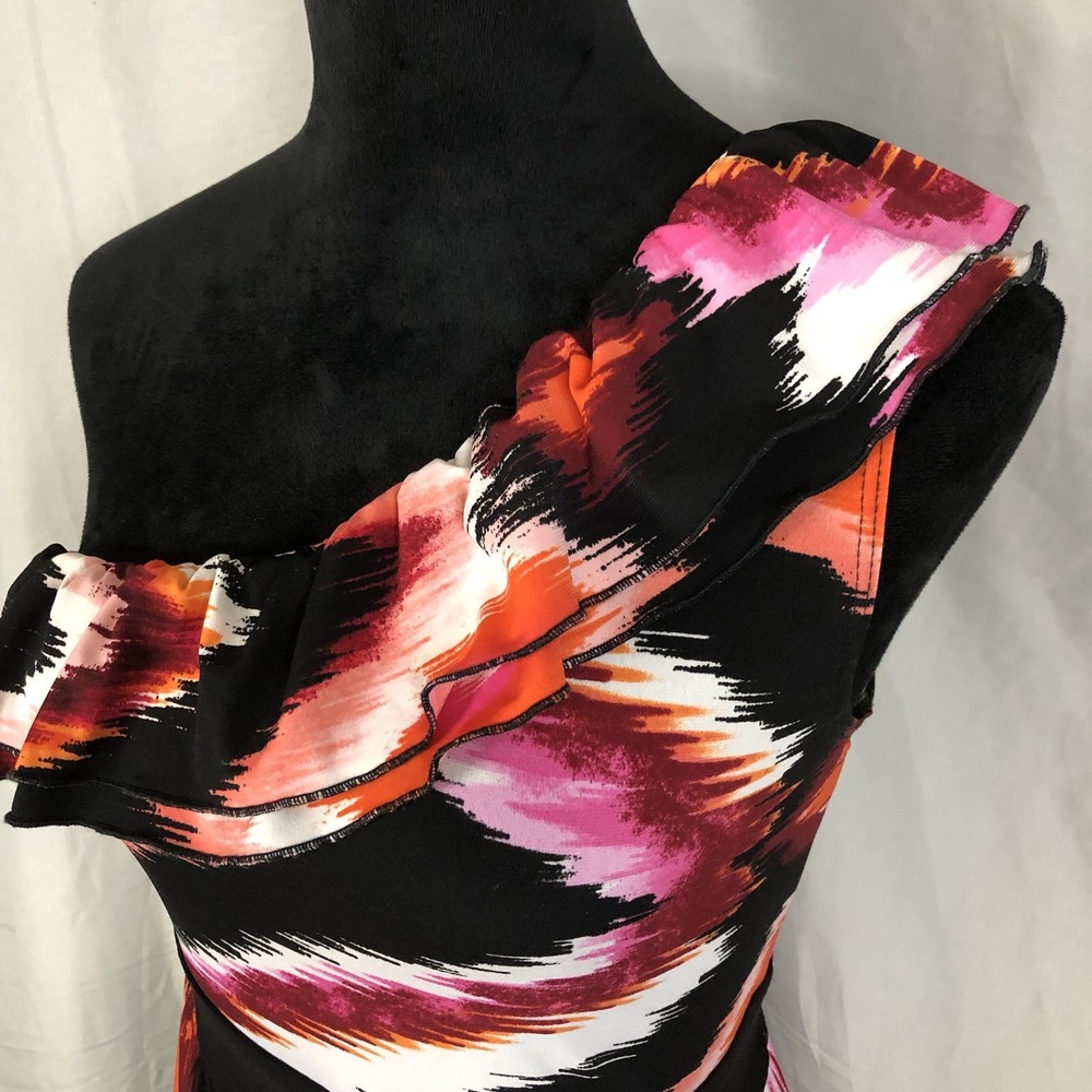 Vintage Y2K! WRAPPER Size Medium Colorful iKat Inspired One Shoulder Mini Dress‎ - Picture 7 of 10